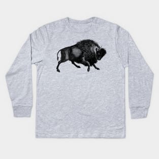 Vintage Bison retro Buffalo illustration Kids Long Sleeve T-Shirt